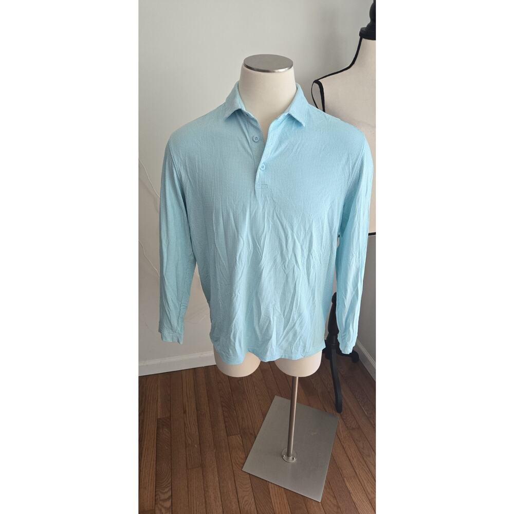 IBKUL Polo Blue Large Shirt Tech Long Sleeve UPF 50+ Cool Feel